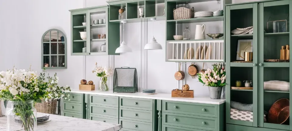 green retro kitchen